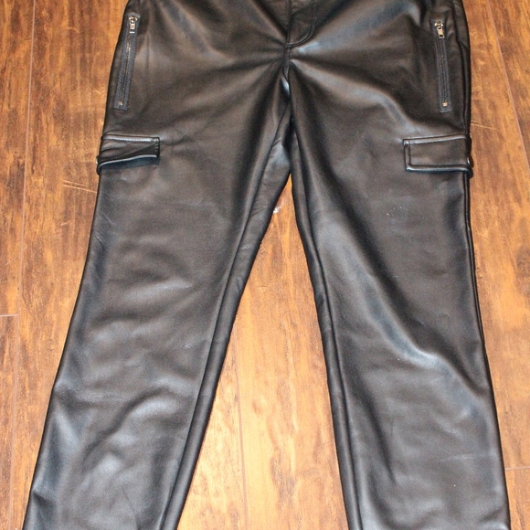 Steve Madden Black Faux Leather Cargo Pants Size L - Picture 4 of 5